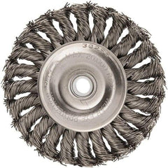 Anderson - 4" OD, 1/2" Arbor Hole, Knotted Stainless Steel Wheel Brush - 1/2" Face Width, 1" Trim Length, 0.02" Filament Diam, 20,000 RPM - Industrial Tool & Supply