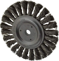 Anderson - 6" OD, 1/2" Arbor Hole, Knotted Stainless Steel Wheel Brush - 1/2" Face Width, 1-7/16" Trim Length, 0.016" Filament Diam, 9,000 RPM - Industrial Tool & Supply