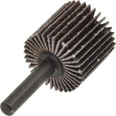 Standard Abrasives - 1" Diam x 1" Face Width, Medium Aluminum Oxide Coated Mounted Flap Wheel - 1/4" Shank Mount, 60 Grit, X Weighted Backing, 30,000 Max RPM - Industrial Tool & Supply