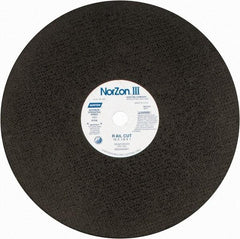 Norton - 16" 30 Grit Zirconia Alumina Cutoff Wheel - 1/8" Thick, 1" Arbor, 4,800 Max RPM, Use with Electric & Gas Powered Saws - Industrial Tool & Supply