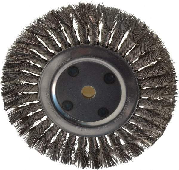 Anderson - 8" OD, 5/8" Arbor Hole, Knotted Stainless Steel Wheel Brush - 5/8" Face Width, 1-3/4" Trim Length, 0.016" Filament Diam, 6,000 RPM - Industrial Tool & Supply