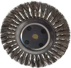 Anderson - 8" OD, 5/8" Arbor Hole, Knotted Stainless Steel Wheel Brush - 5/8" Face Width, 1-3/4" Trim Length, 0.016" Filament Diam, 6,000 RPM - Industrial Tool & Supply