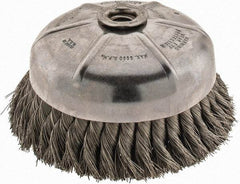 Anderson - 6" Diam, 5/8-11 Threaded Arbor, Stainless Steel Fill Cup Brush - 0.014 Wire Diam, 1-3/8" Trim Length, 6,600 Max RPM - Industrial Tool & Supply