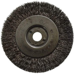 Anderson - 4" OD, 1/2" Arbor Hole, Crimped Stainless Steel Wheel Brush - 11/32" Face Width, 13/16" Trim Length, 0.0104" Filament Diam, 6,000 RPM - Industrial Tool & Supply