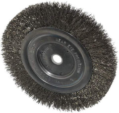 Anderson - 6" OD, 1/2" Arbor Hole, Crimped Stainless Steel Wheel Brush - 1/2" Face Width, 1-1/16" Trim Length, 0.0104" Filament Diam, 6,000 RPM - Industrial Tool & Supply