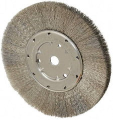Anderson - 8" OD, 5/8" Arbor Hole, Crimped Stainless Steel Wheel Brush - 1/2" Face Width, 1-13/16" Trim Length, 0.006" Filament Diam, 4,500 RPM - Industrial Tool & Supply
