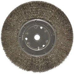 Anderson - 8" OD, 5/8" Arbor Hole, Crimped Stainless Steel Wheel Brush - 1/2" Face Width, 1-13/16" Trim Length, 0.0104" Filament Diam, 4,500 RPM - Industrial Tool & Supply