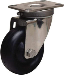 Hamilton - 3-1/2" Diam x 1-3/8" Wide x 4-7/8" OAH Top Plate Mount Swivel Caster - Polyolefin, 260 Lb Capacity, Plain Bore Bearing, 2-3/8 x 3-5/8" Plate - Industrial Tool & Supply