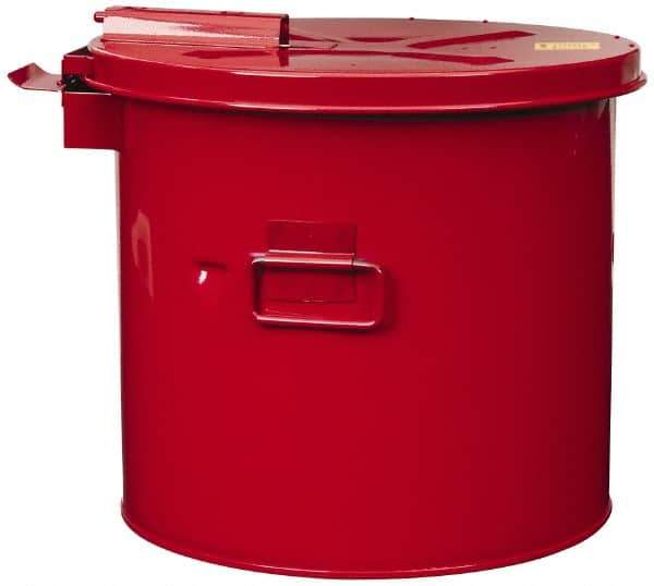Justrite - 3.5 Gallon Capacity, Coated Steel, Red Wash Tank - 13 Inch High x 13-3/4 Inch Diameter, Includes Basket - Industrial Tool & Supply