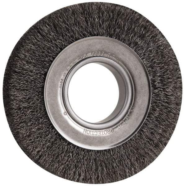 Anderson - 6" OD, 2" Arbor Hole, Crimped Steel Wheel Brush - 1" Face Width, 1-1/8" Trim Length, 0.0118" Filament Diam, 6,000 RPM - Industrial Tool & Supply