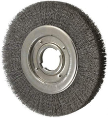 Anderson - 10" OD, 2" Arbor Hole, Crimped Steel Wheel Brush - 1-1/4" Face Width, 2" Trim Length, 0.0118" Filament Diam, 3,600 RPM - Industrial Tool & Supply