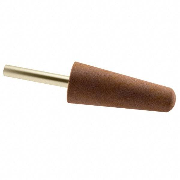 Grier Abrasives - 1" Head Diam x 2-3/4" Thickness, A3, Tree End, Aluminum Oxide Mounted Point - Brown, Very Coarse Grade, 36 Grit, 16,100 RPM - Industrial Tool & Supply