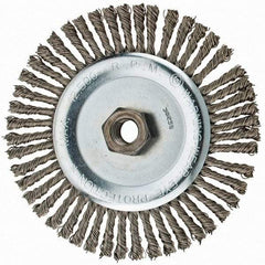 Anderson - 6" OD, 5/8-11 Arbor Hole, Knotted Stainless Steel Wheel Brush - 3/16" Face Width, 1-1/8" Trim Length, 0.02" Filament Diam, 12,500 RPM - Industrial Tool & Supply