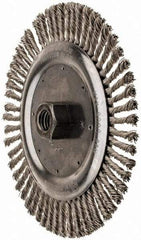 Anderson - 6-7/8" OD, 5/8-11 Arbor Hole, Knotted Stainless Steel Wheel Brush - 3/16" Face Width, 1-1/4" Trim Length, 0.02" Filament Diam, 9,000 RPM - Industrial Tool & Supply
