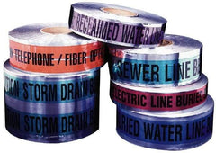 Presco - Caution: Buried Gas Line Below, Detectable Underground Tape - 1,000 Ft. Long x 3 Inch Wide Roll, Polyethylene on Aluminum, 5 mil Thick, Black and Yellow - Industrial Tool & Supply
