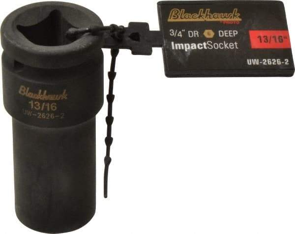Blackhawk by Proto - 3/4" Drive 13/16" Deep Impact Socket - 6 Points, 3-1/4" OAL - Industrial Tool & Supply