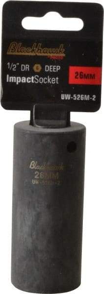 Blackhawk by Proto - 1/2" Drive 26mm Deep Impact Socket - 6 Points, 3-1/2" OAL - Industrial Tool & Supply