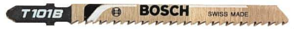 Bosch - 3-1/8" Long, 14 to 18 Teeth per Inch, High Speed Steel Jig Saw Blade - Toothed Edge, 0.3" Wide x 0.03" Thick, U-Shank, Mill Wavy Tooth Set - Industrial Tool & Supply