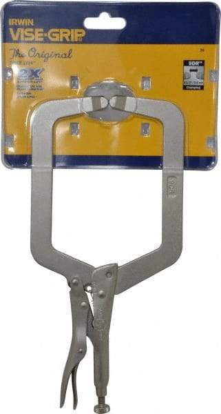 Irwin - 9" OAL C-Clamp Locking Pliers - 4-3/4" Jaw Depth, 4-1/2" Jaw Opening - Industrial Tool & Supply