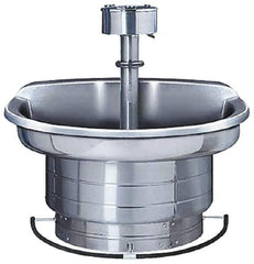 Bradley - Semi-Circular, Foot-Controlled, Internal Drain, 54" Diam, 4 Person Capacity, Stainless Steel, Wash Fountain - 3 GPM, 9" Bowl Depth, 28" High, 304 Material Grade - Industrial Tool & Supply