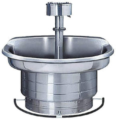 Bradley - Semi-Circular, Foot-Controlled, Internal Drain, 36" Diam, 3 Person Capacity, Stainless Steel, Wash Fountain - 1.25 GPM, 9" Bowl Depth, 28" High, 304 Material Grade - Industrial Tool & Supply