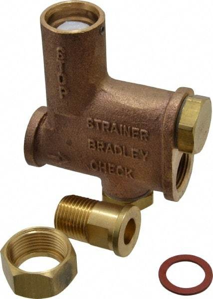 Bradley - Wash Fountain Combination Stop Strainer & Check Valve - For Use with Bradley Foot-Controlled Wash Fountains - Industrial Tool & Supply