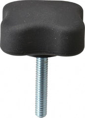 Gibraltar - 1.99" Head Diam, 4 Point Lobed Knob - 1/4-20 Stem, Thermoplastic Elastomer, Black - Industrial Tool & Supply