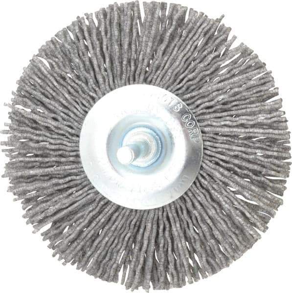 Dico - 4" OD, 1/4" Shank Diam, Nylon Wheel Brush - 1/4" Shank, 80 Grit - Industrial Tool & Supply