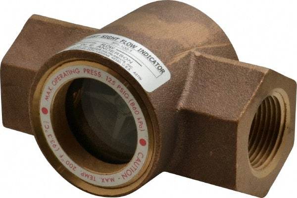 Dwyer - 1 Inch, Bronze Body Sight Flow Indicator - 125 Max psi, 4-3/8 Inch Overall Length, 200°F - Industrial Tool & Supply