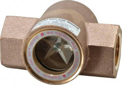 Dwyer - 1 Inch, Bronze Body Sight Flow Indicator - 125 Max psi, 4-3/8 Inch Overall Length, 200°F - Industrial Tool & Supply