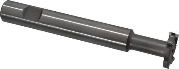 Made in USA - 1" Cut Diam, 3/16" Cut Width, 7/16" Neck Diam, 5/8" Shank Diam, 4-5/16" OAL, M42 Cobalt T-Slot Cutter - Uncoated, Staggered Teeth, 8 Teeth, Weldon Flat - Industrial Tool & Supply