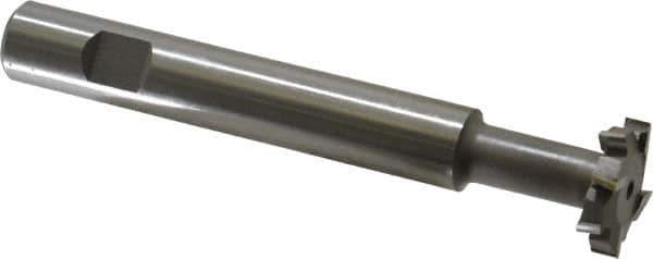 Made in USA - 1" Cut Diam, 1/4" Cut Width, 7/16" Neck Diam, 5/8" Shank Diam, 4-5/16" OAL, M42 Cobalt T-Slot Cutter - Uncoated, Staggered Teeth, 8 Teeth, Weldon Flat - Industrial Tool & Supply