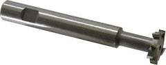 Made in USA - 1" Cut Diam, 1/4" Cut Width, 7/16" Neck Diam, 5/8" Shank Diam, 4-5/16" OAL, M42 Cobalt T-Slot Cutter - Uncoated, Staggered Teeth, 8 Teeth, Weldon Flat - Industrial Tool & Supply