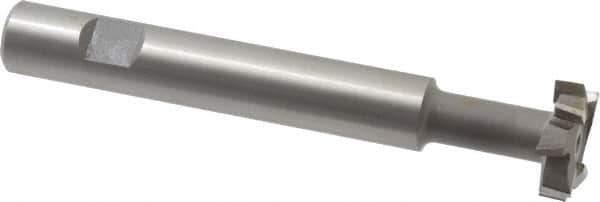 Made in USA - 1" Cut Diam, 5/16" Cut Width, 7/16" Neck Diam, 5/8" Shank Diam, 4-5/16" OAL, M42 Cobalt T-Slot Cutter - Uncoated, Staggered Teeth, 8 Teeth, Weldon Flat - Industrial Tool & Supply