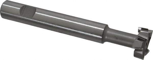 Made in USA - 1" Cut Diam, 3/8" Cut Width, 7/16" Neck Diam, 5/8" Shank Diam, 4-5/16" OAL, M42 Cobalt T-Slot Cutter - Uncoated, Staggered Teeth, 8 Teeth, Weldon Flat - Industrial Tool & Supply