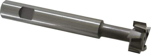 Made in USA - 1" Cut Diam, 1/2" Cut Width, 7/16" Neck Diam, 5/8" Shank Diam, 4-5/16" OAL, M42 Cobalt T-Slot Cutter - Uncoated, Staggered Teeth, 8 Teeth, Weldon Flat - Industrial Tool & Supply
