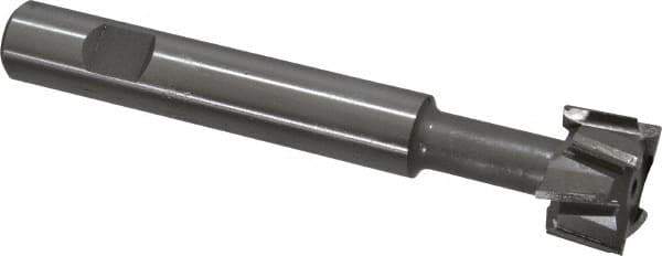 Made in USA - 1" Cut Diam, 5/8" Cut Width, 7/16" Neck Diam, 5/8" Shank Diam, 4-5/16" OAL, M42 Cobalt T-Slot Cutter - Uncoated, Staggered Teeth, 8 Teeth, Weldon Flat - Industrial Tool & Supply