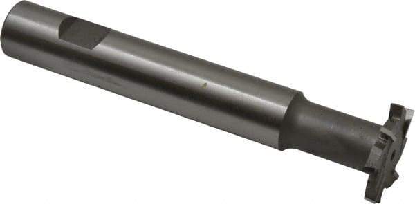 Made in USA - 1-1/4" Cut Diam, 3/16" Cut Width, 19/32" Neck Diam, 3/4" Shank Diam, 5-1/8" OAL, M42 Cobalt T-Slot Cutter - Uncoated, Staggered Teeth, 8 Teeth, Weldon Flat - Industrial Tool & Supply