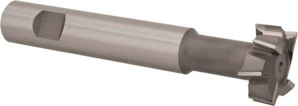 Made in USA - 1-1/4" Cut Diam, 1/2" Cut Width, 19/32" Neck Diam, 3/4" Shank Diam, 5-1/8" OAL, M42 Cobalt T-Slot Cutter - Uncoated, Staggered Teeth, 8 Teeth, Weldon Flat - Industrial Tool & Supply