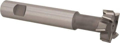 Made in USA - 1-1/4" Cut Diam, 1/2" Cut Width, 19/32" Neck Diam, 3/4" Shank Diam, 5-1/8" OAL, M42 Cobalt T-Slot Cutter - Uncoated, Staggered Teeth, 8 Teeth, Weldon Flat - Industrial Tool & Supply