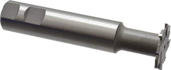 Made in USA - 1-1/2" Cut Diam, 1/8" Cut Width, 23/32" Neck Diam, 1" Shank Diam, 5-5/16" OAL, M42 Cobalt T-Slot Cutter - Uncoated, Staggered Teeth, 8 Teeth, Weldon Flat - Industrial Tool & Supply