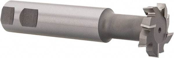 Made in USA - 1-1/2" Cut Diam, 3/8" Cut Width, 23/32" Neck Diam, 1" Shank Diam, 5-5/16" OAL, M42 Cobalt T-Slot Cutter - Uncoated, Staggered Teeth, 8 Teeth, Weldon Flat - Industrial Tool & Supply