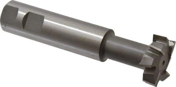 Made in USA - 1-1/2" Cut Diam, 1/2" Cut Width, 23/32" Neck Diam, 1" Shank Diam, 5-5/16" OAL, M42 Cobalt T-Slot Cutter - Uncoated, Staggered Teeth, 8 Teeth, Weldon Flat - Industrial Tool & Supply
