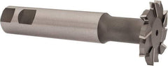 Made in USA - 2" Cut Diam, 1/4" Cut Width, 51/64" Neck Diam, 1" Shank Diam, 5-11/16" OAL, M42 Cobalt T-Slot Cutter - Uncoated, Staggered Teeth, 10 Teeth, Weldon Flat - Industrial Tool & Supply