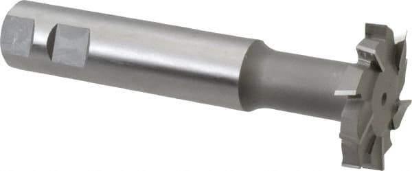 Made in USA - 2" Cut Diam, 3/8" Cut Width, 51/64" Neck Diam, 1" Shank Diam, 5-11/16" OAL, M42 Cobalt T-Slot Cutter - Uncoated, Staggered Teeth, 10 Teeth, Weldon Flat - Industrial Tool & Supply