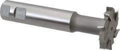 Made in USA - 2" Cut Diam, 3/8" Cut Width, 51/64" Neck Diam, 1" Shank Diam, 5-11/16" OAL, M42 Cobalt T-Slot Cutter - Uncoated, Staggered Teeth, 10 Teeth, Weldon Flat - Industrial Tool & Supply
