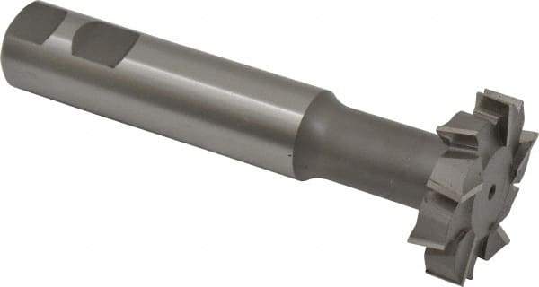 Made in USA - 2" Cut Diam, 1/2" Cut Width, 51/64" Neck Diam, 1" Shank Diam, 5-11/16" OAL, M42 Cobalt T-Slot Cutter - Uncoated, Staggered Teeth, 10 Teeth, Weldon Flat - Industrial Tool & Supply