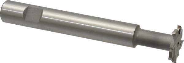 Made in USA - 1" Cut Diam, 1/8" Cut Width, 7/16" Neck Diam, 5/8" Shank Diam, 4-15/16" OAL, M2 High Speed Steel T-Slot Cutter - Uncoated, Staggered Teeth, 8 Teeth, Weldon Flat - Industrial Tool & Supply
