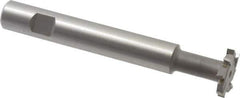 Made in USA - 1" Cut Diam, 3/16" Cut Width, 7/16" Neck Diam, 5/8" Shank Diam, 4-15/16" OAL, M2 High Speed Steel T-Slot Cutter - Uncoated, Staggered Teeth, 8 Teeth, Weldon Flat - Industrial Tool & Supply