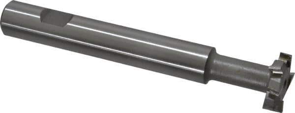 Made in USA - 1" Cut Diam, 1/4" Cut Width, 7/16" Neck Diam, 5/8" Shank Diam, 4-15/16" OAL, M2 High Speed Steel T-Slot Cutter - Uncoated, Staggered Teeth, 8 Teeth, Weldon Flat - Industrial Tool & Supply